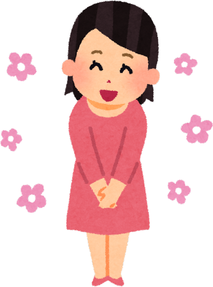 Illustration of Smiling Woman Saying Thank You with a Bow